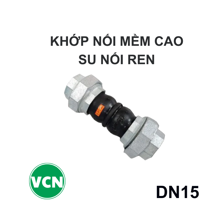 Khớp nối mềm cao su DN15 nối Ren