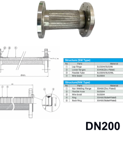 Khớp nối mềm inox DN200 mặt bích