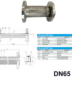 Khớp nối mềm inox DN65 mặt bích