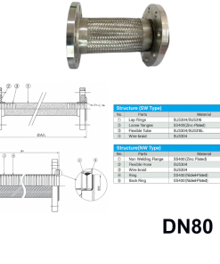 Khớp nối mềm inox DN80 mặt bích