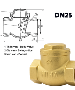 Van 1 chiều đồng lá lật DN25
