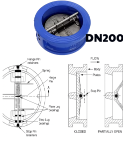 Van 1 chiều gang cánh bướm DN200