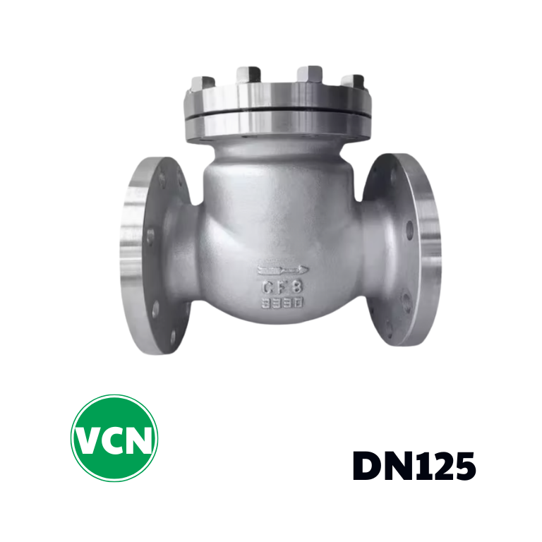 Van 1 chiều lá lật inox mặt bích DN125