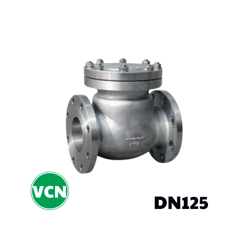 Van 1 chiều lá lật inox mặt bích DN125