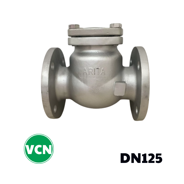 Van 1 chiều lá lật inox mặt bích DN125
