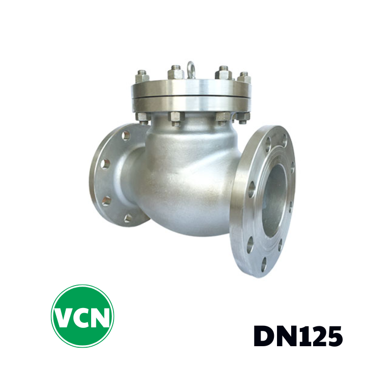 Van 1 chiều lá lật inox mặt bích DN125