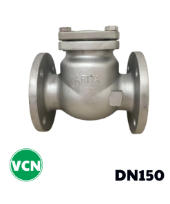 Van 1 chiều lá lật inox mặt bích DN150