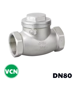 Van 1 chiều lá lật inox nối ren DN80