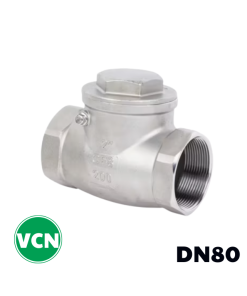 Van 1 chiều lá lật inox nối ren DN80