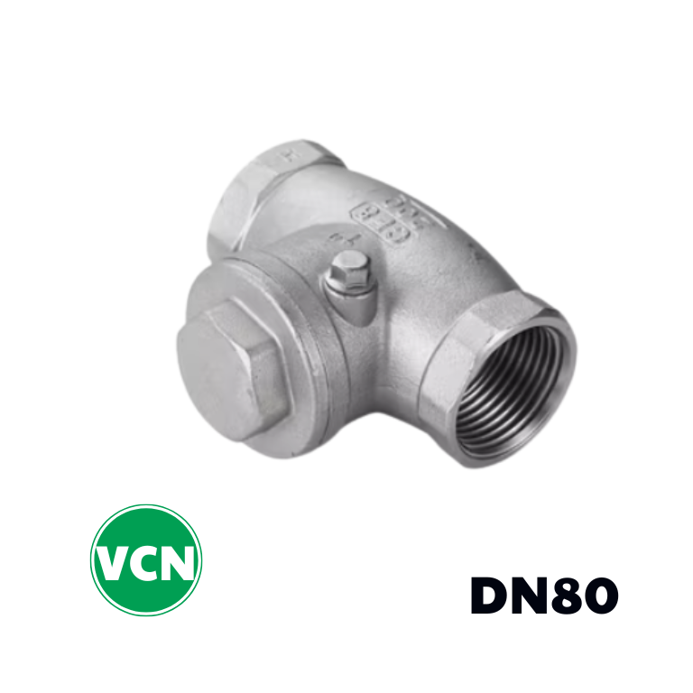 Van 1 chiều lá lật inox nối ren DN80