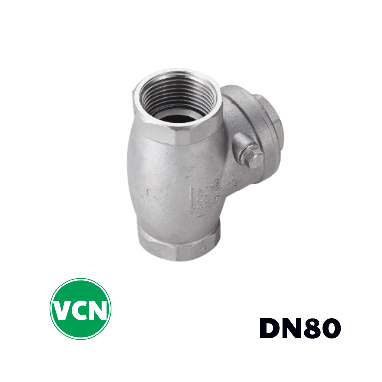 Van 1 chiều lá lật inox nối ren DN80