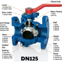 Van bi gang mặt bích DN125
