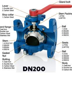 Van bi gang mặt bích DN200