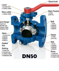 Van bi gang mặt bích DN50