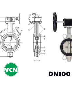 Van bướm inox tay quay DN100