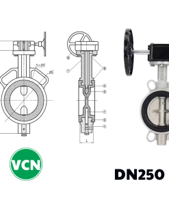 Van bướm inox tay quay DN250
