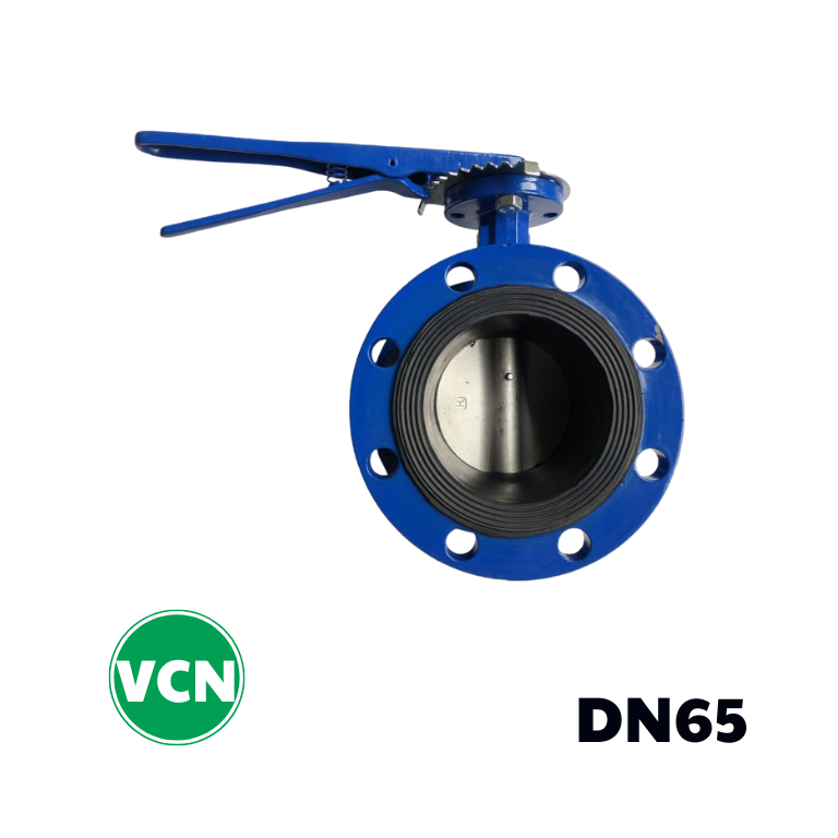 Van bướm mặt bích tay gạt DN65