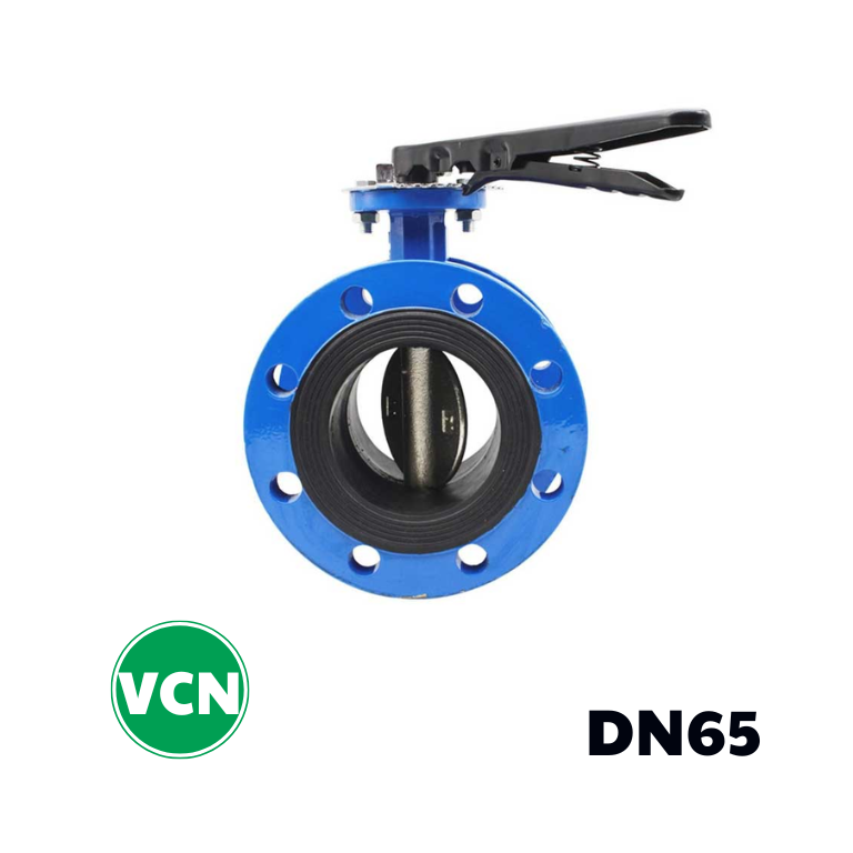 Van bướm mặt bích tay gạt DN65