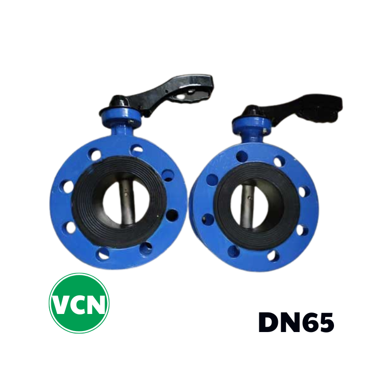 Van bướm mặt bích tay gạt DN65