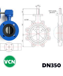 Van bướm mặt bích tay quay DN350