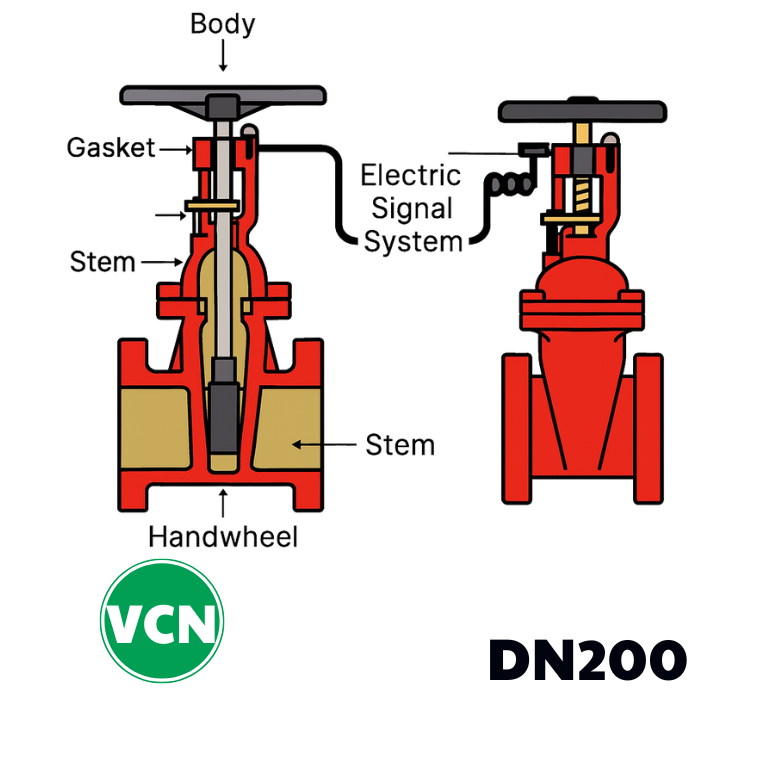 Van cổng tín hiệu điện DN200