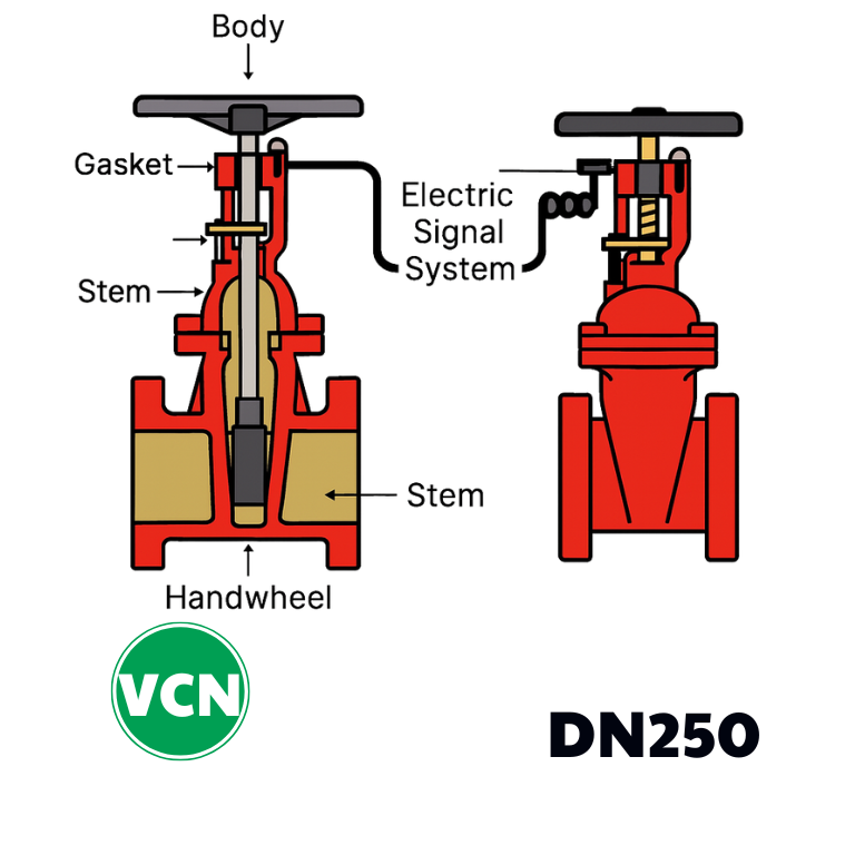 Van cổng tín hiệu điện DN250