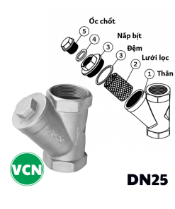 Y lọc inox nối ren DN25