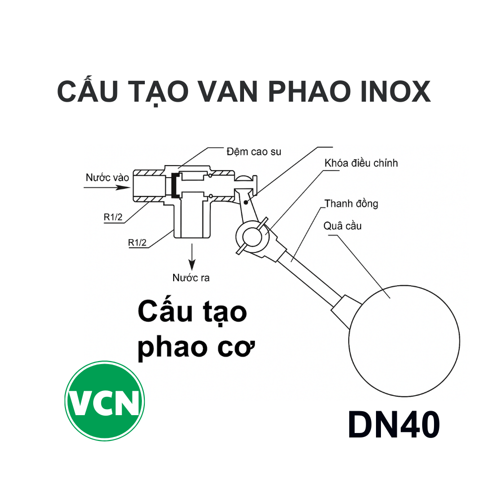 Phao cơ inox DN40